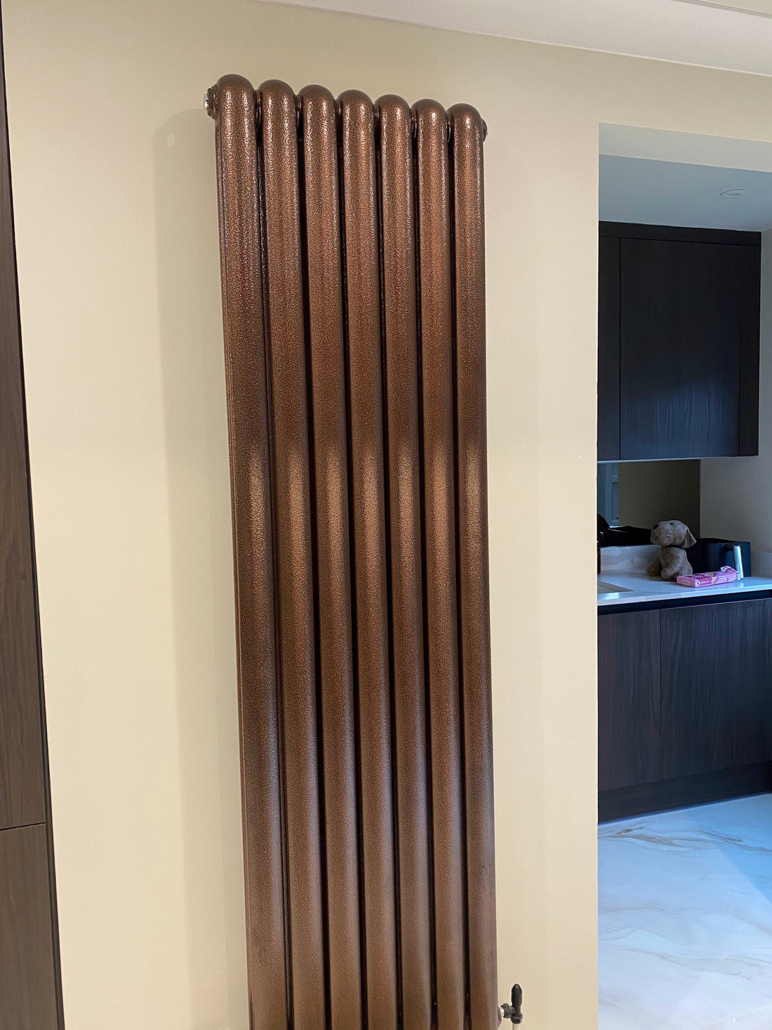 Designer vertical radiator fitted in Preston
