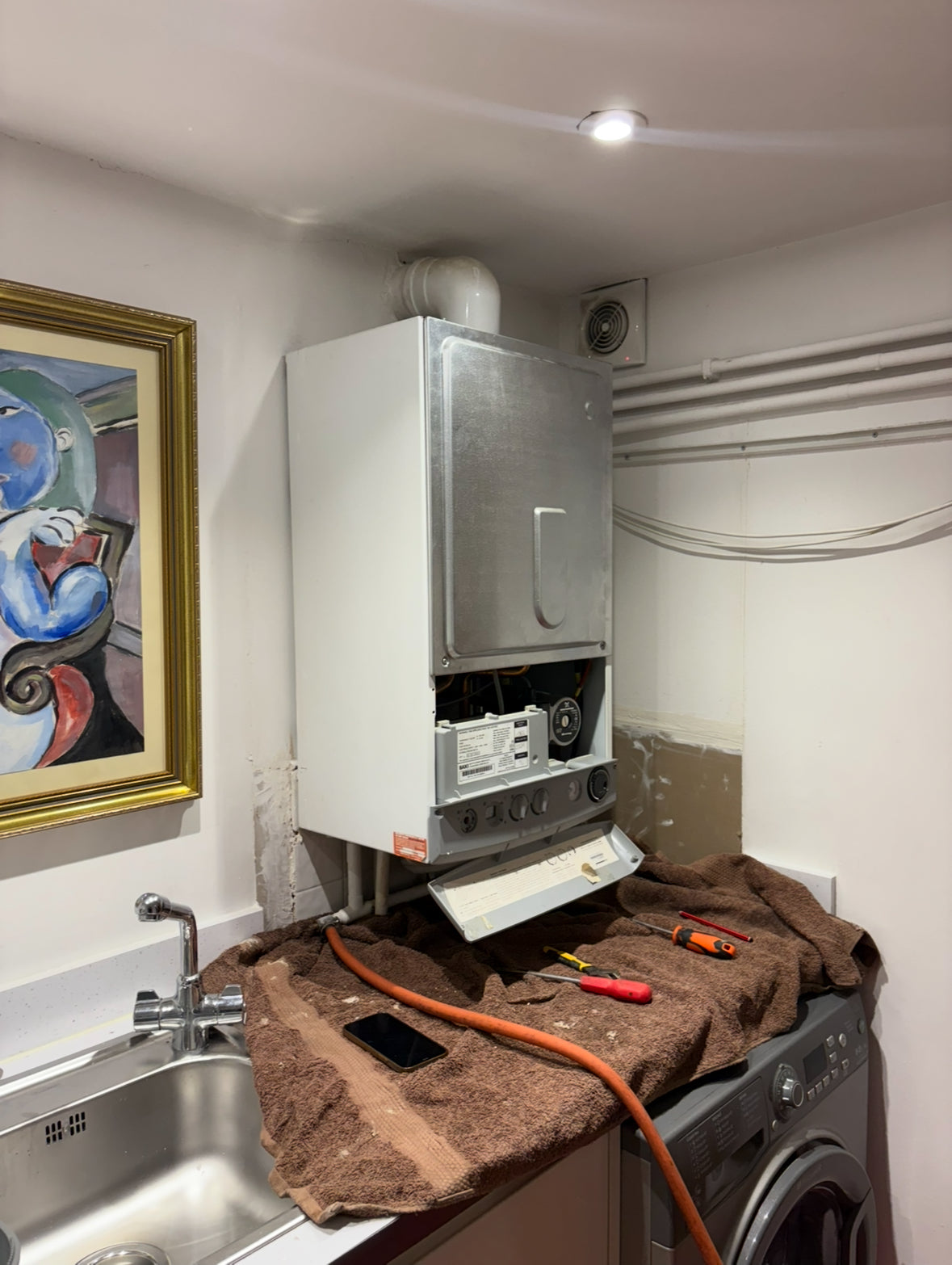 Old boiler before replacement